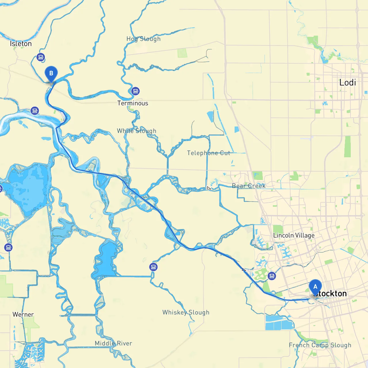 Stockton to Isleton