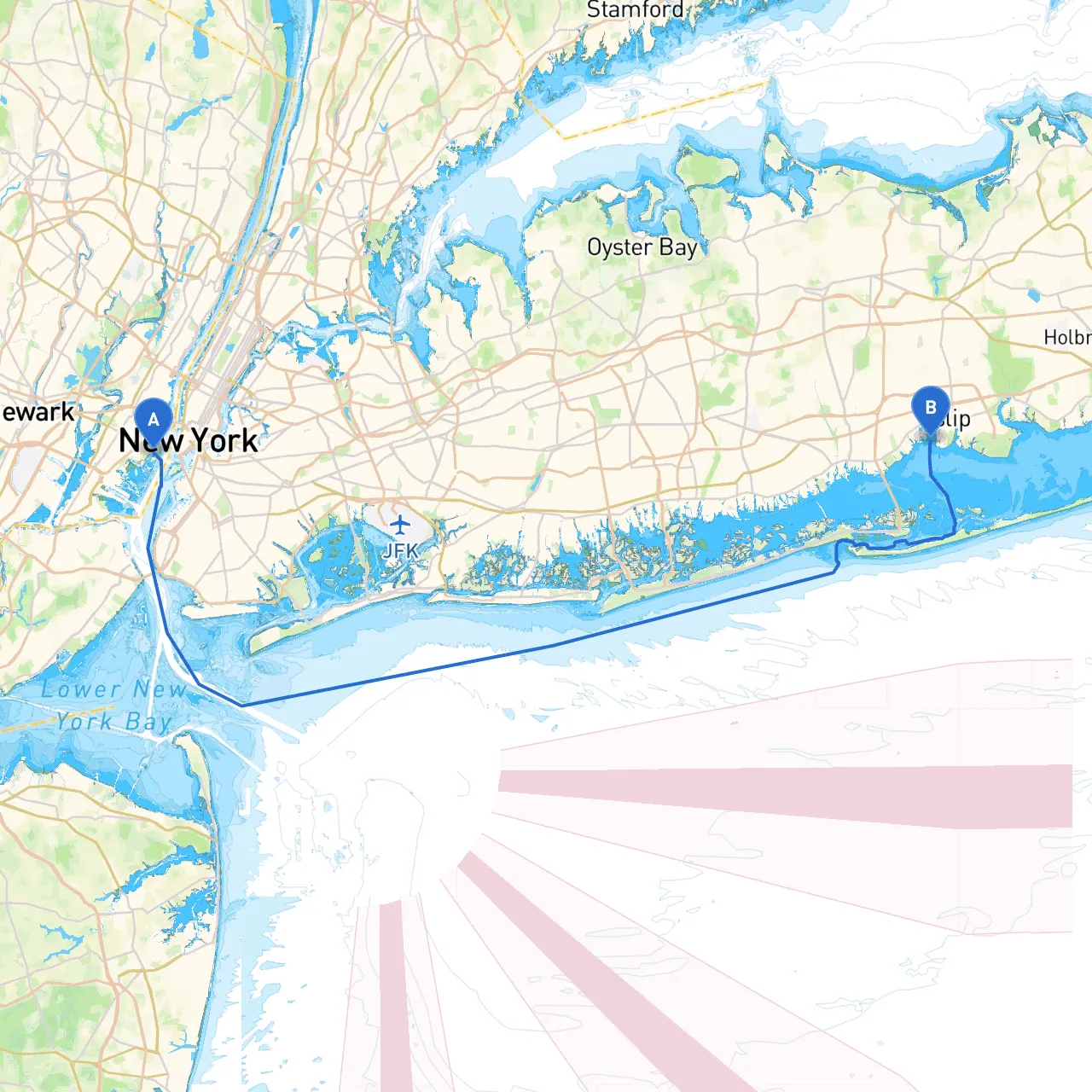 Jersey City to Islip