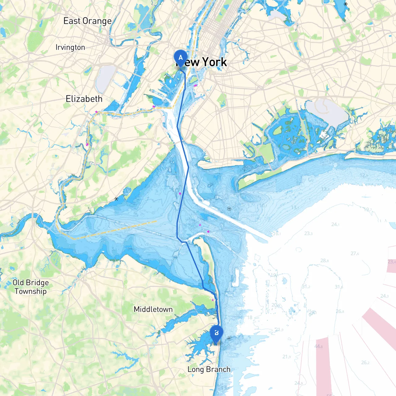 Jersey City to Monmouth Beach