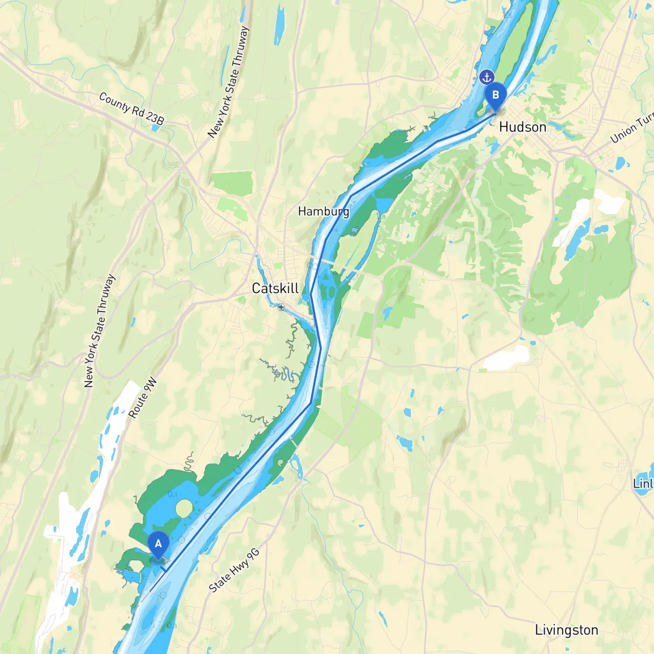 Town of Catskill to Hudson