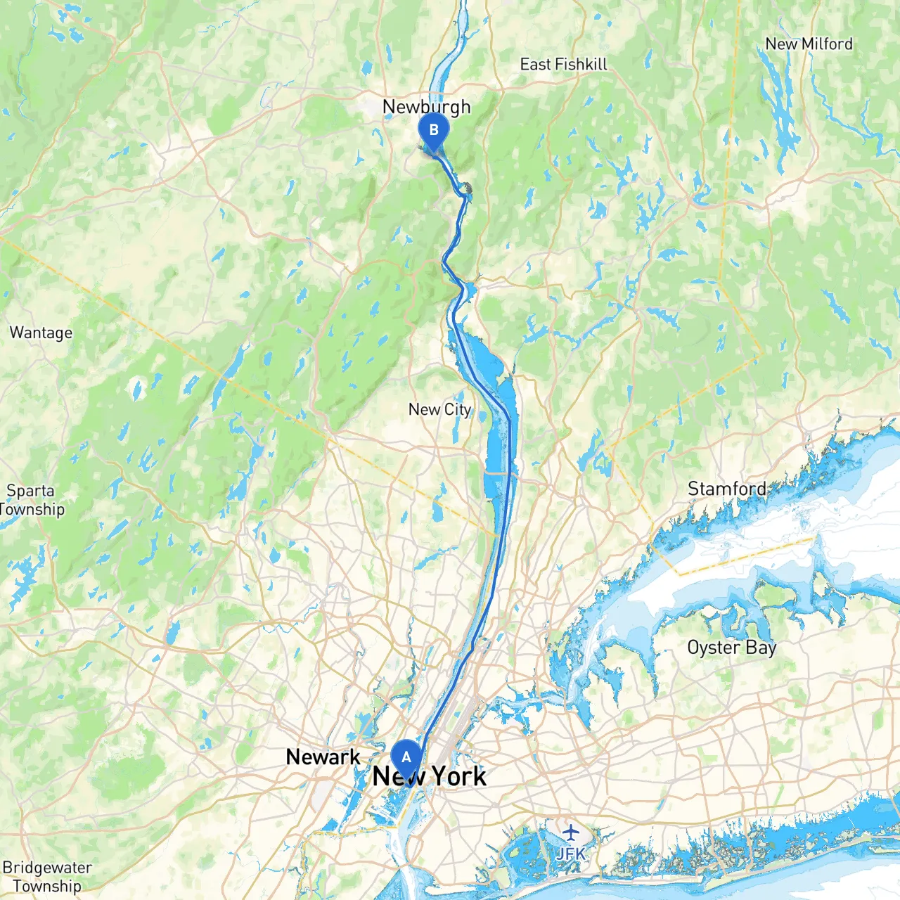 Jersey City to Cornwall