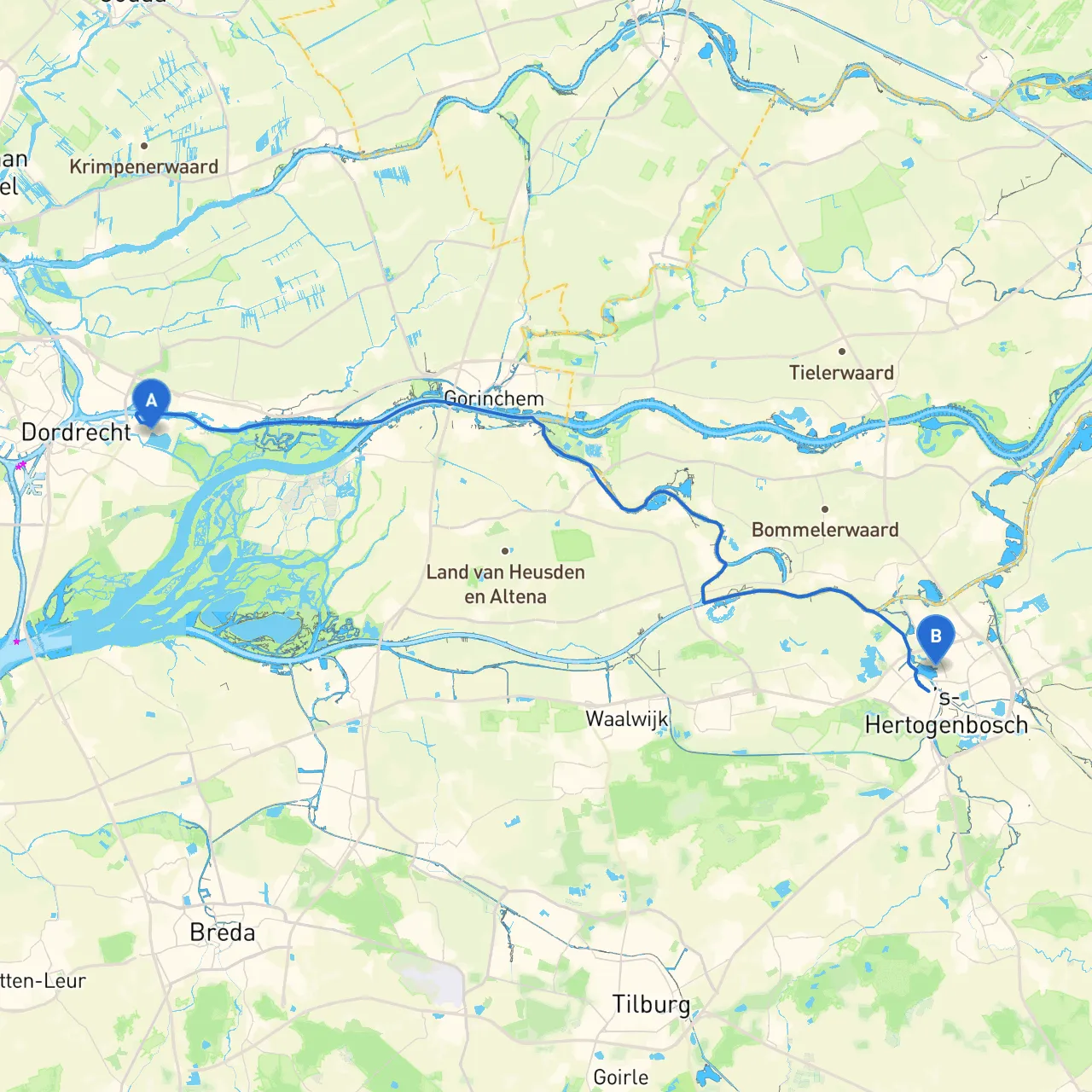 Dordrecht to  's Hertogenbosch