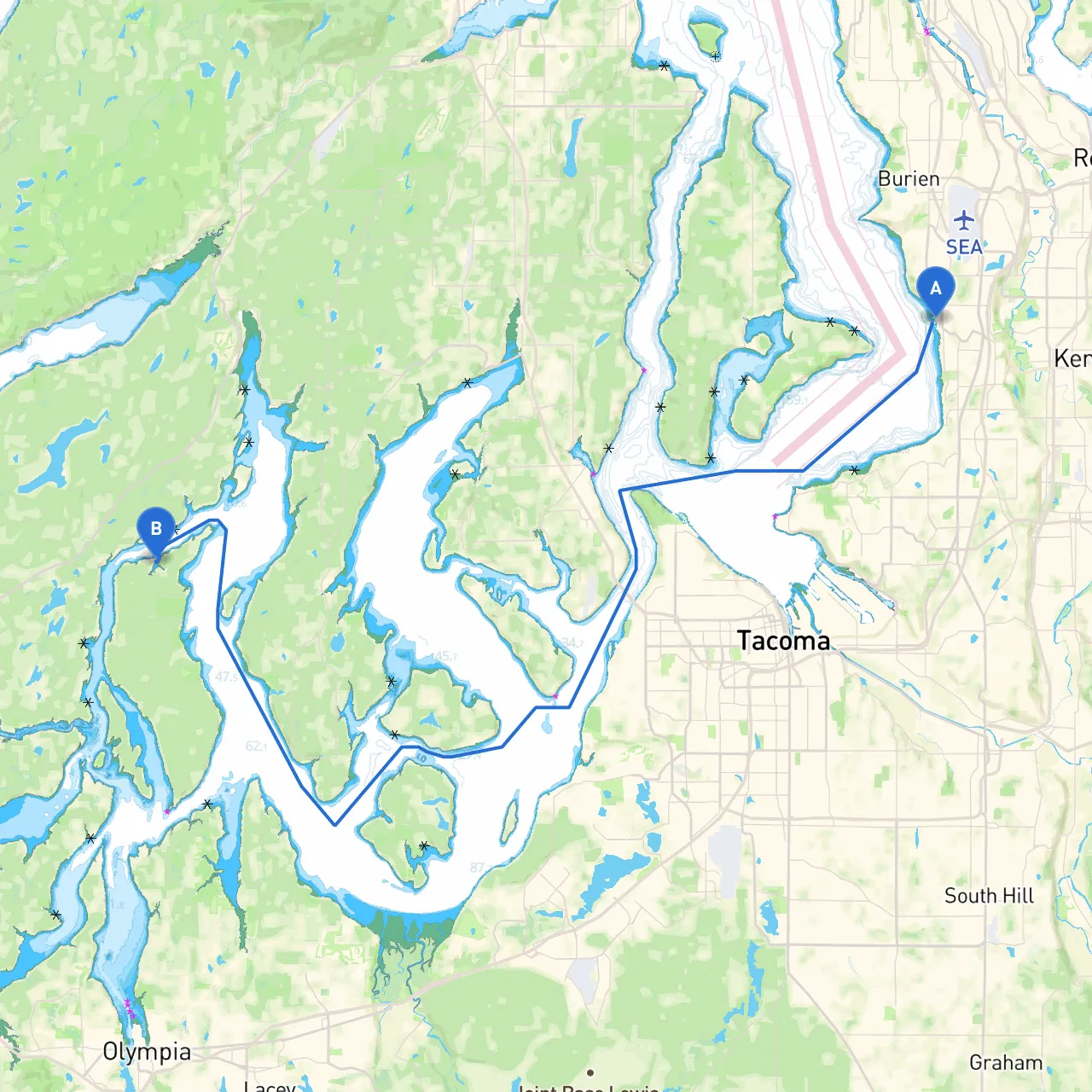 Des Moines to Shelton