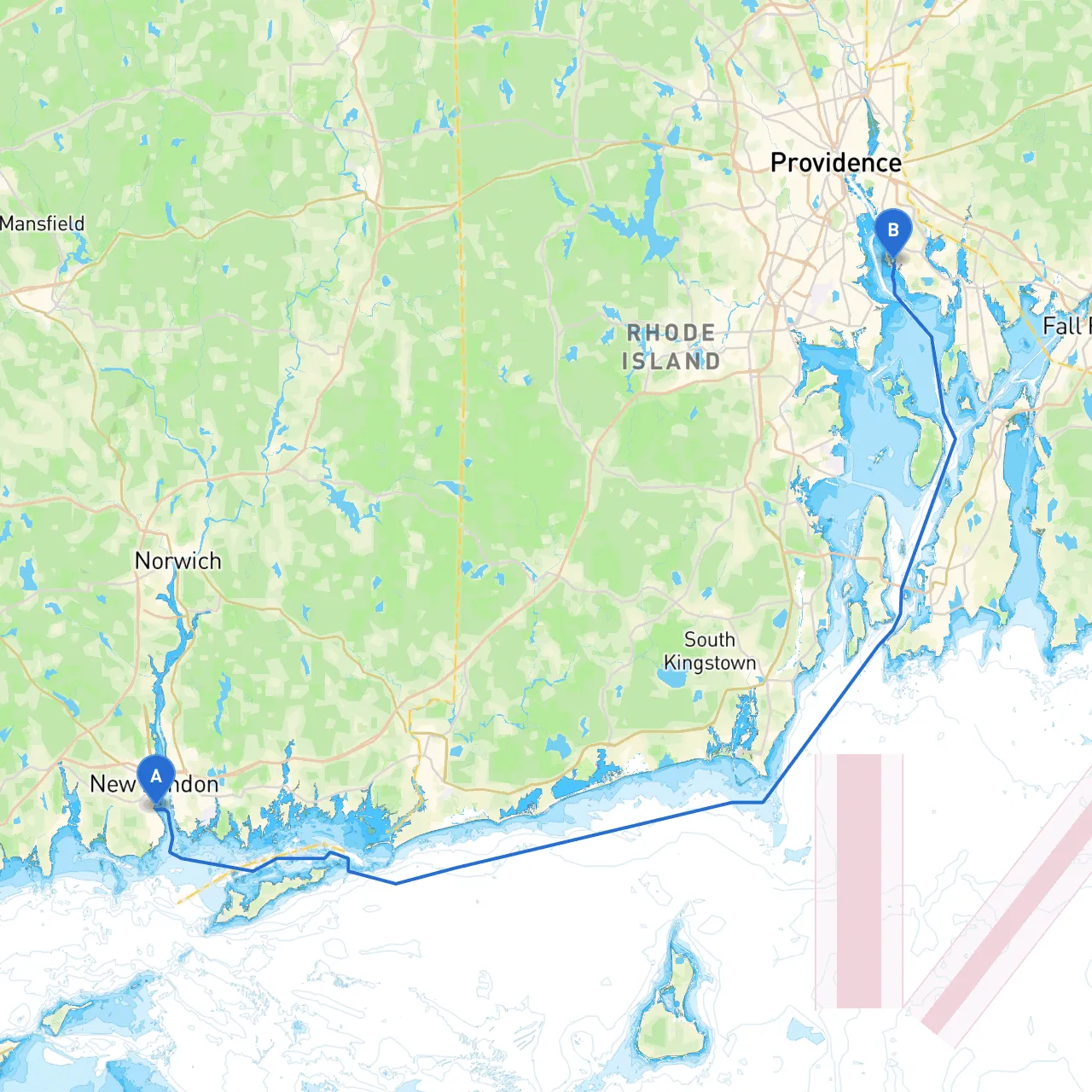 New London to East Providence