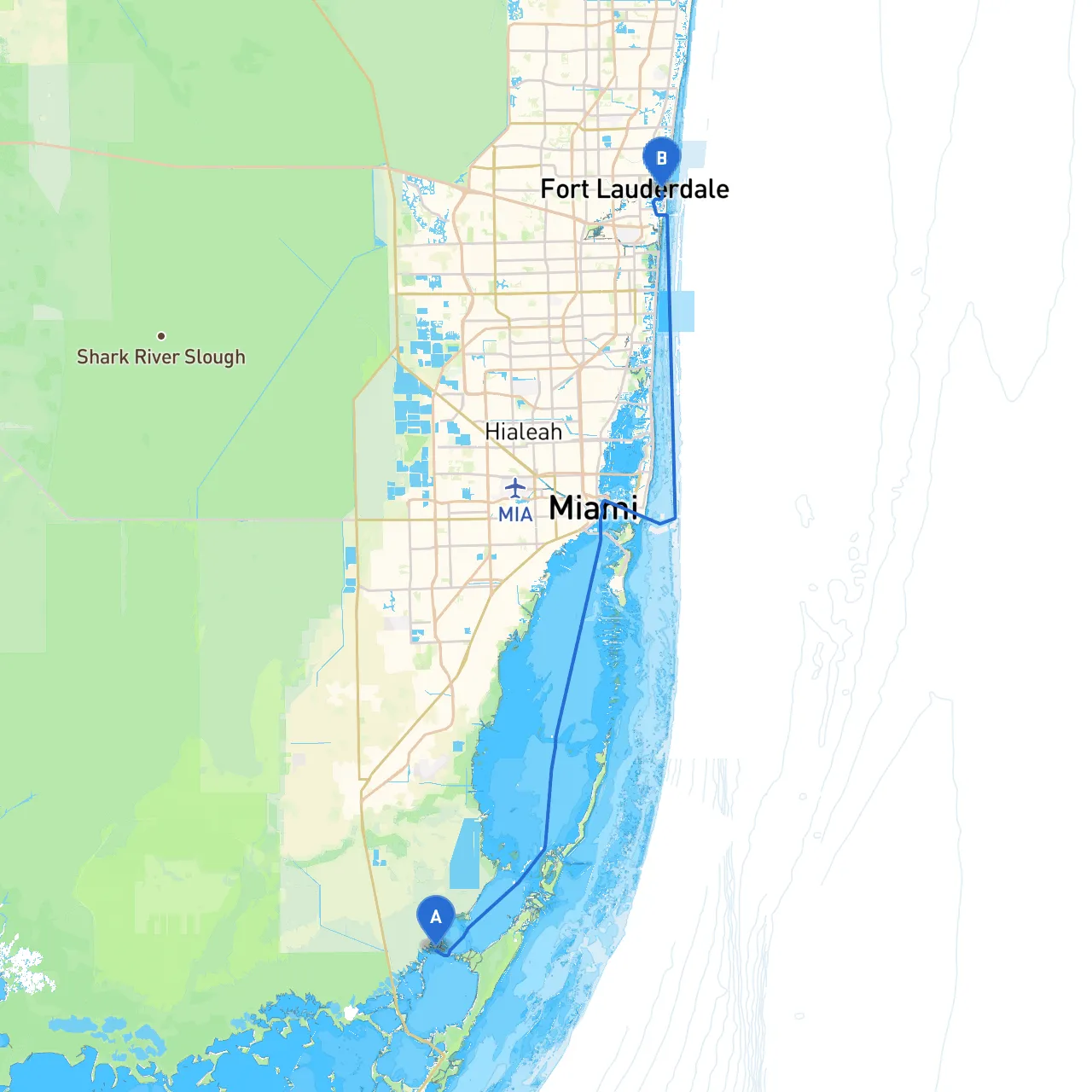 Florida City to Ft Lauderdale