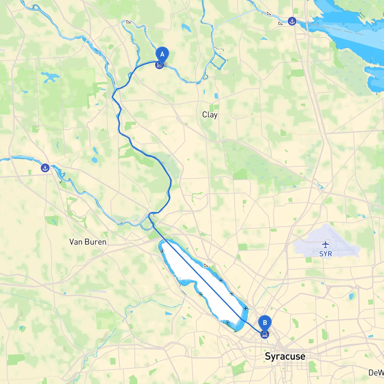 Town of Clay to Syracuse