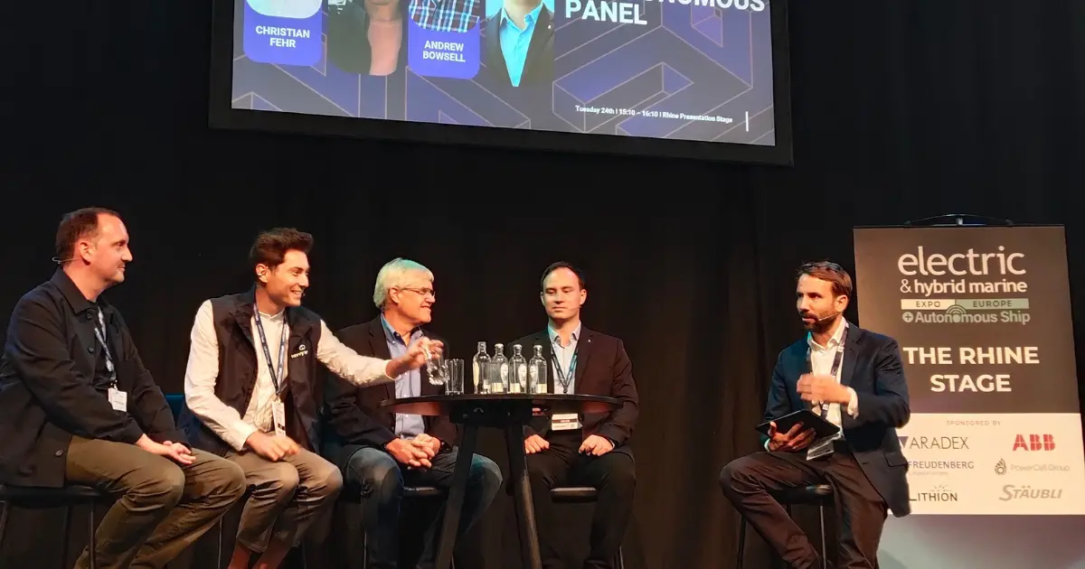 Savvy Navvy’s CPO, Misha Vysokovskiy, at the IEMA discussion panel at the Electric & Hybrid Marine Expo in Amsterdam.