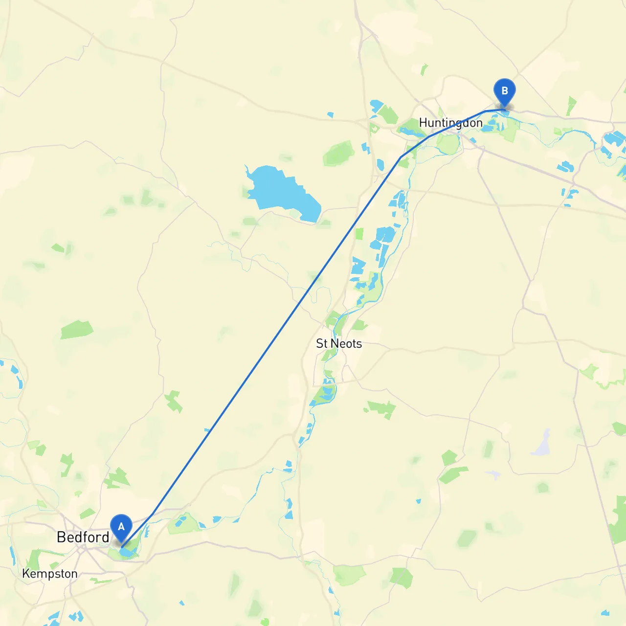 Bedford to Huntingdon