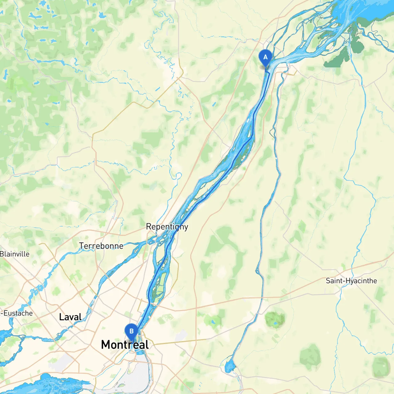Berthierville to Montreal