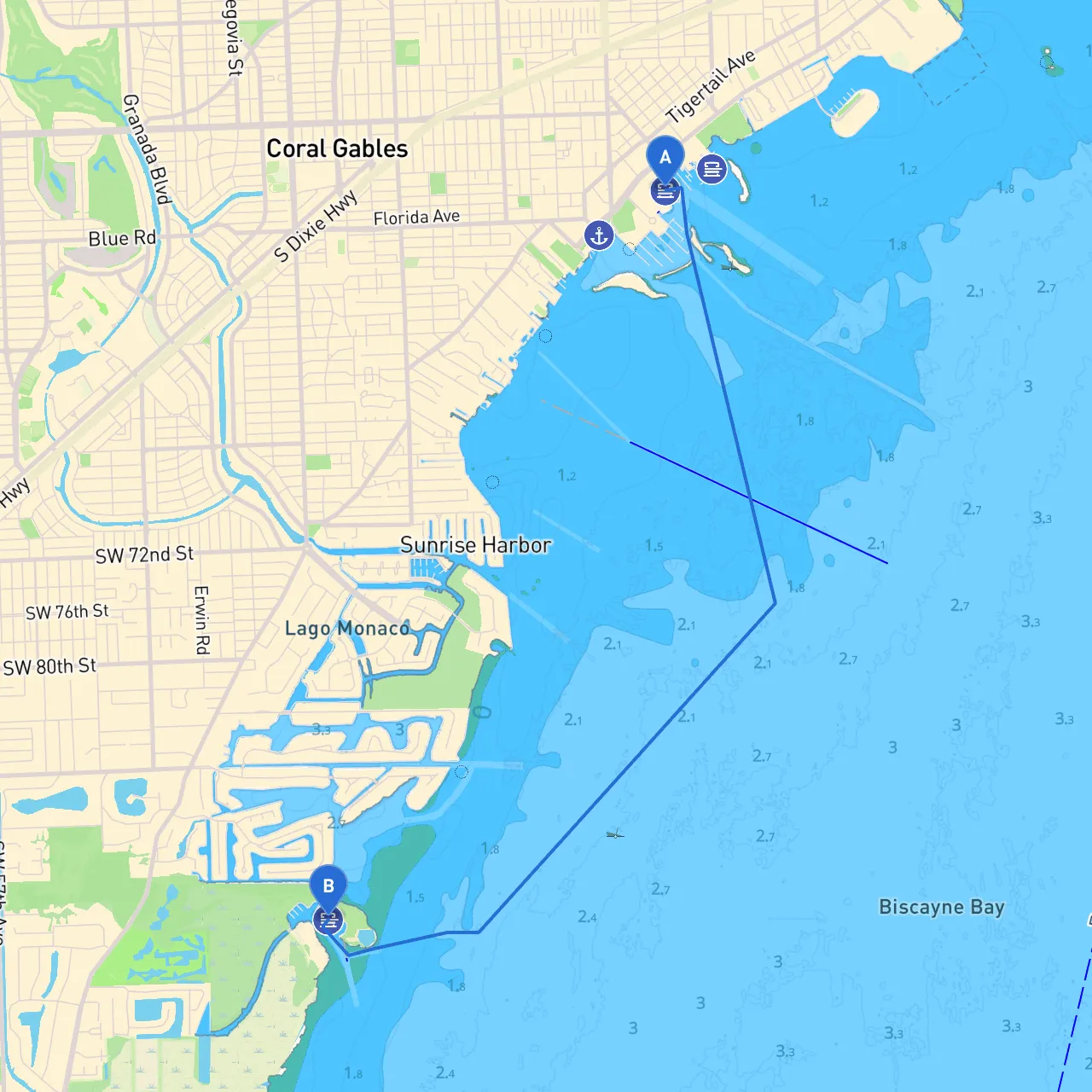 Coconut Grove to Coral Gables