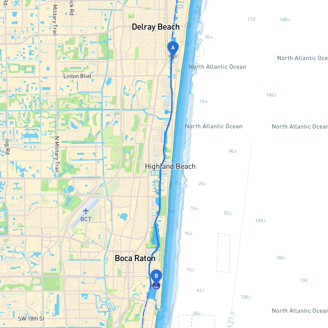 Delray Beach to Boca Raton