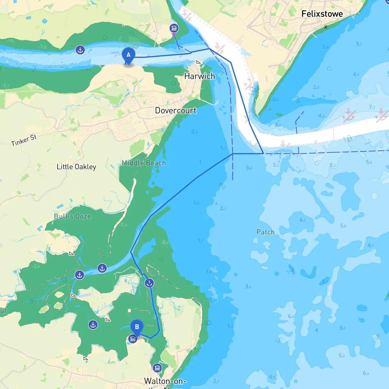 Harwich to Walton on the Naze