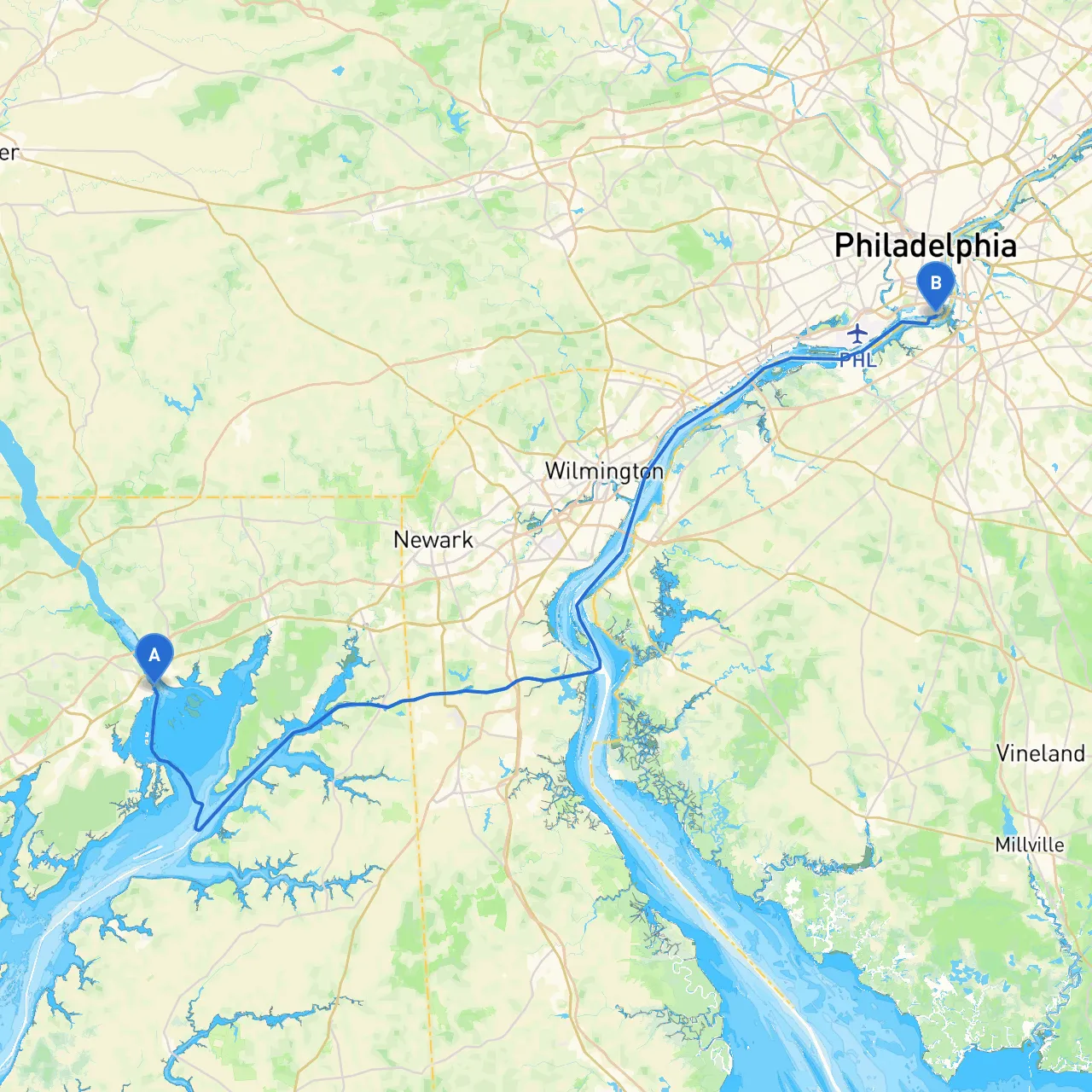 Havre de Grace to Philadelphia