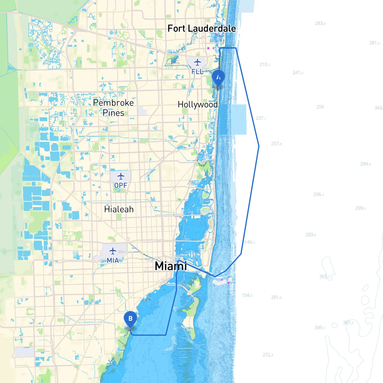 Hollywood to Coral Gables