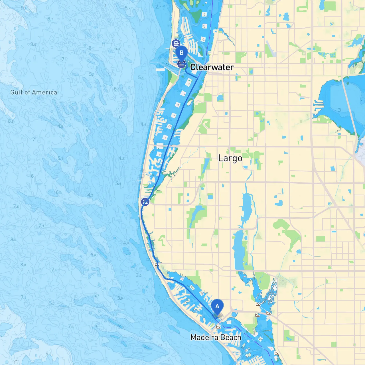 Madeira Beach to Clearwater Beach