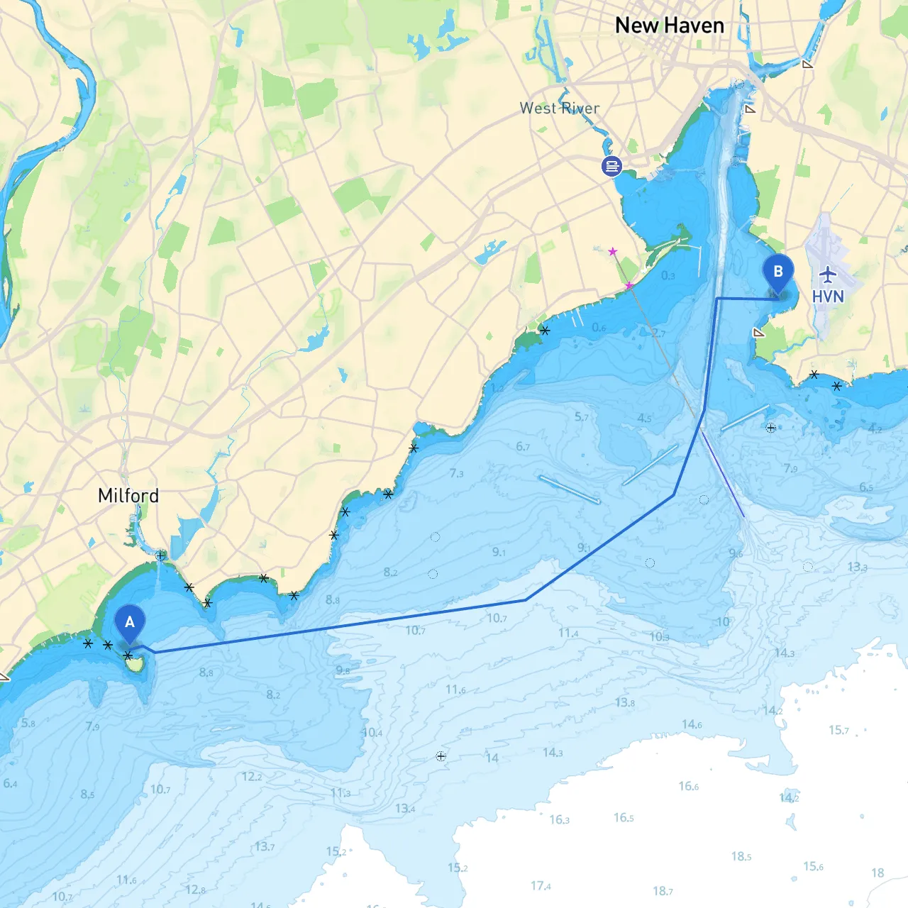 Milford to New Haven