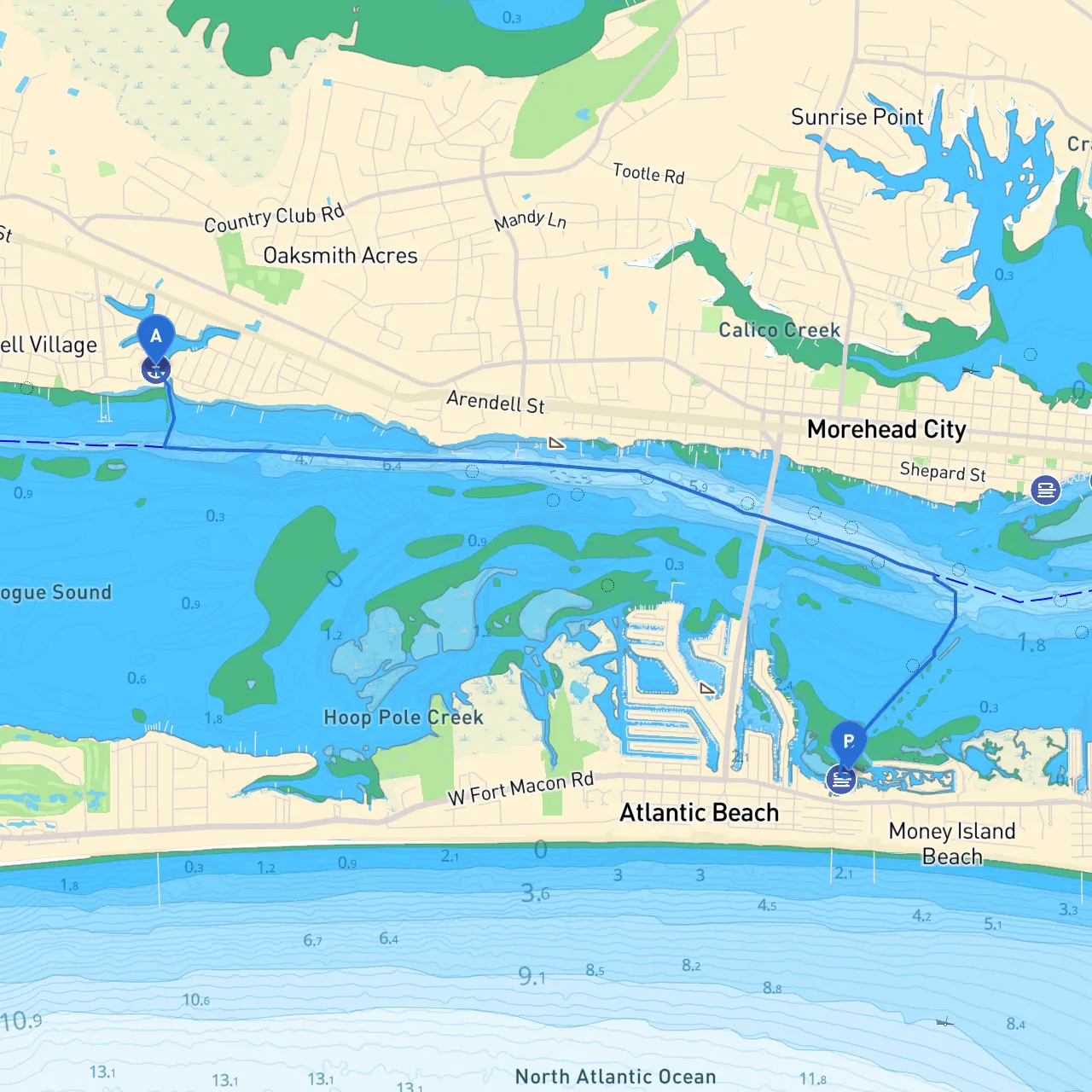Morehead City to Atlantic Beach