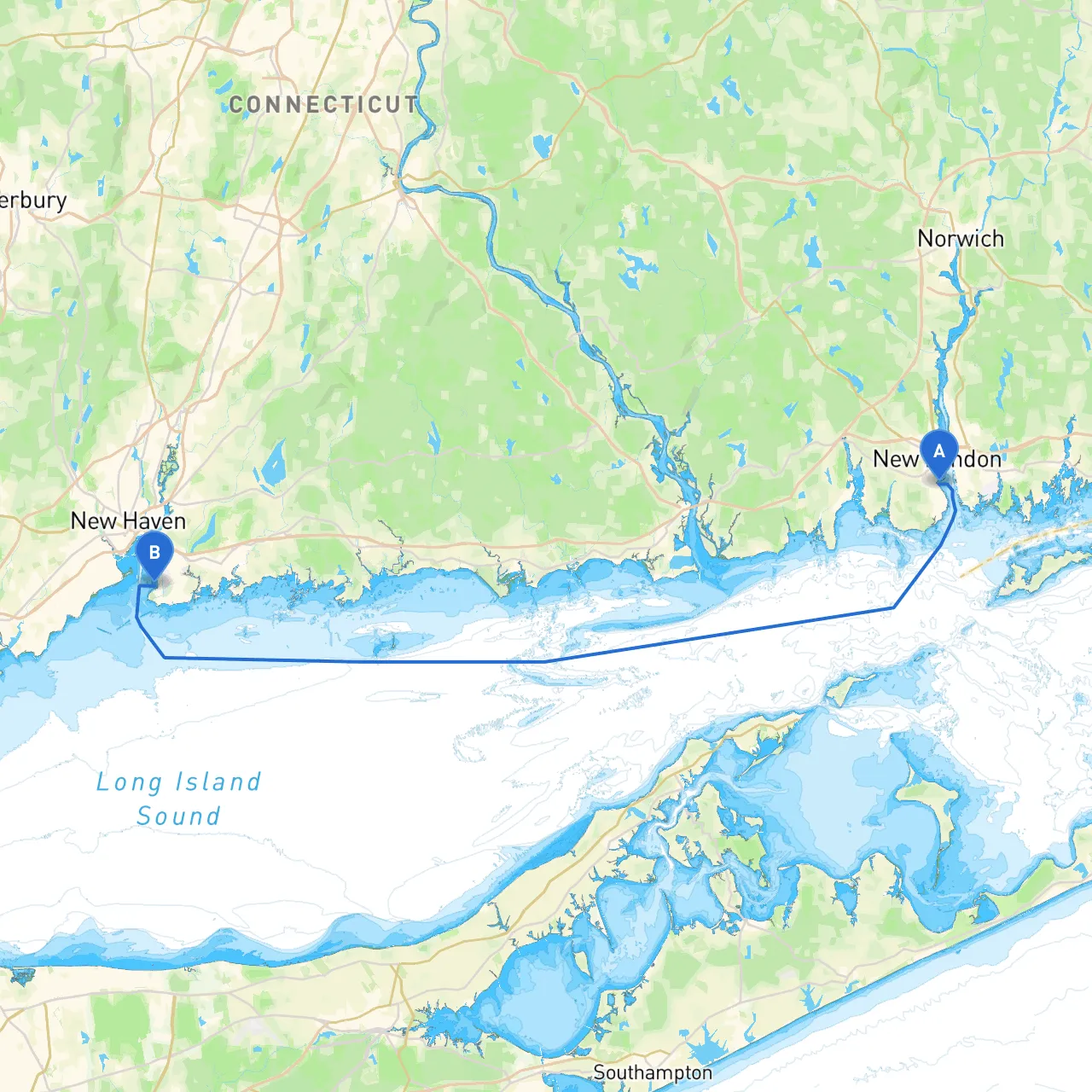 New London to New Haven