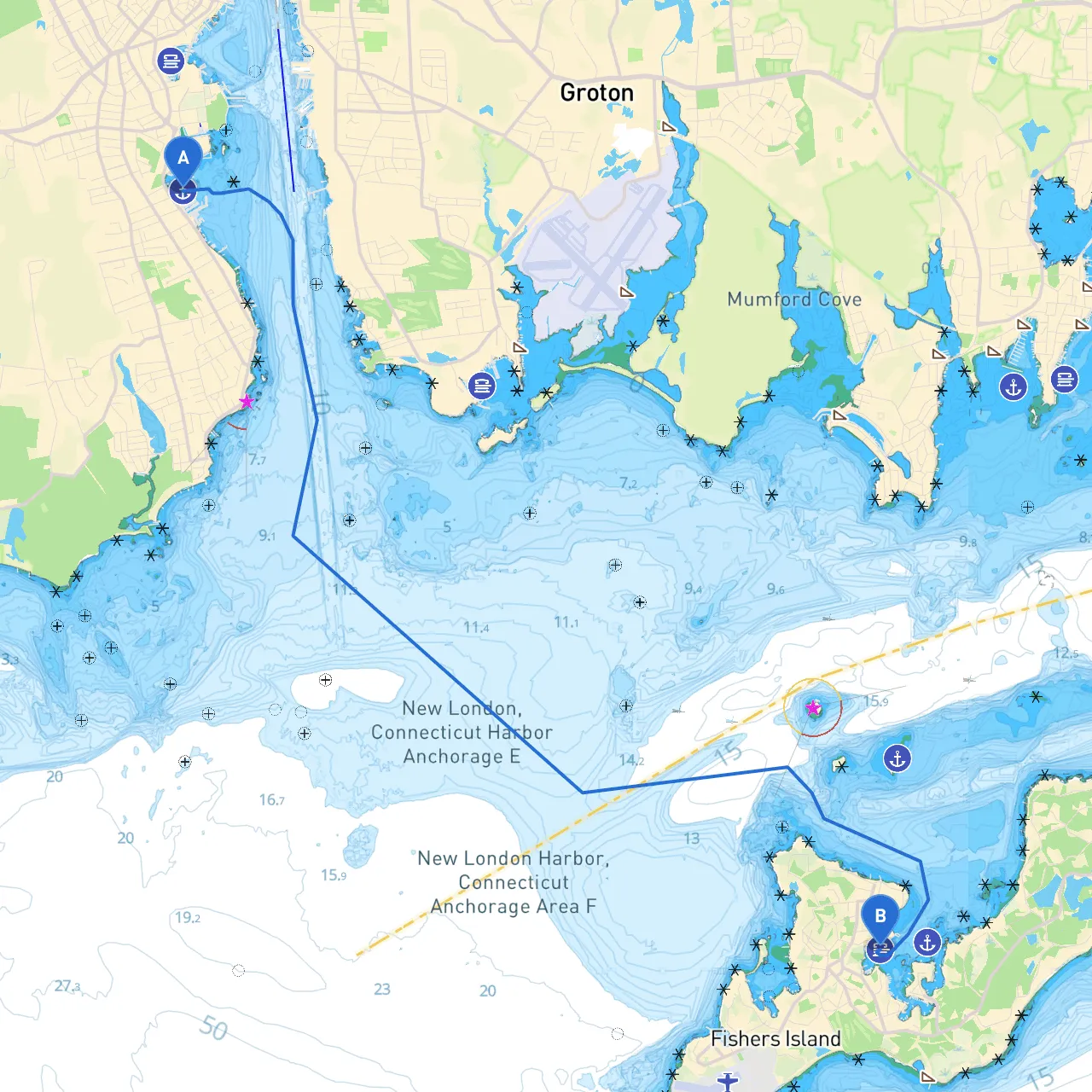 New London to Fishers Island