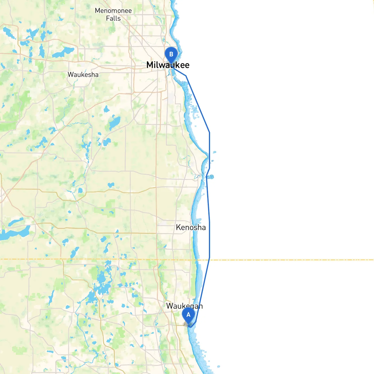 North Chicago to Milwaukee