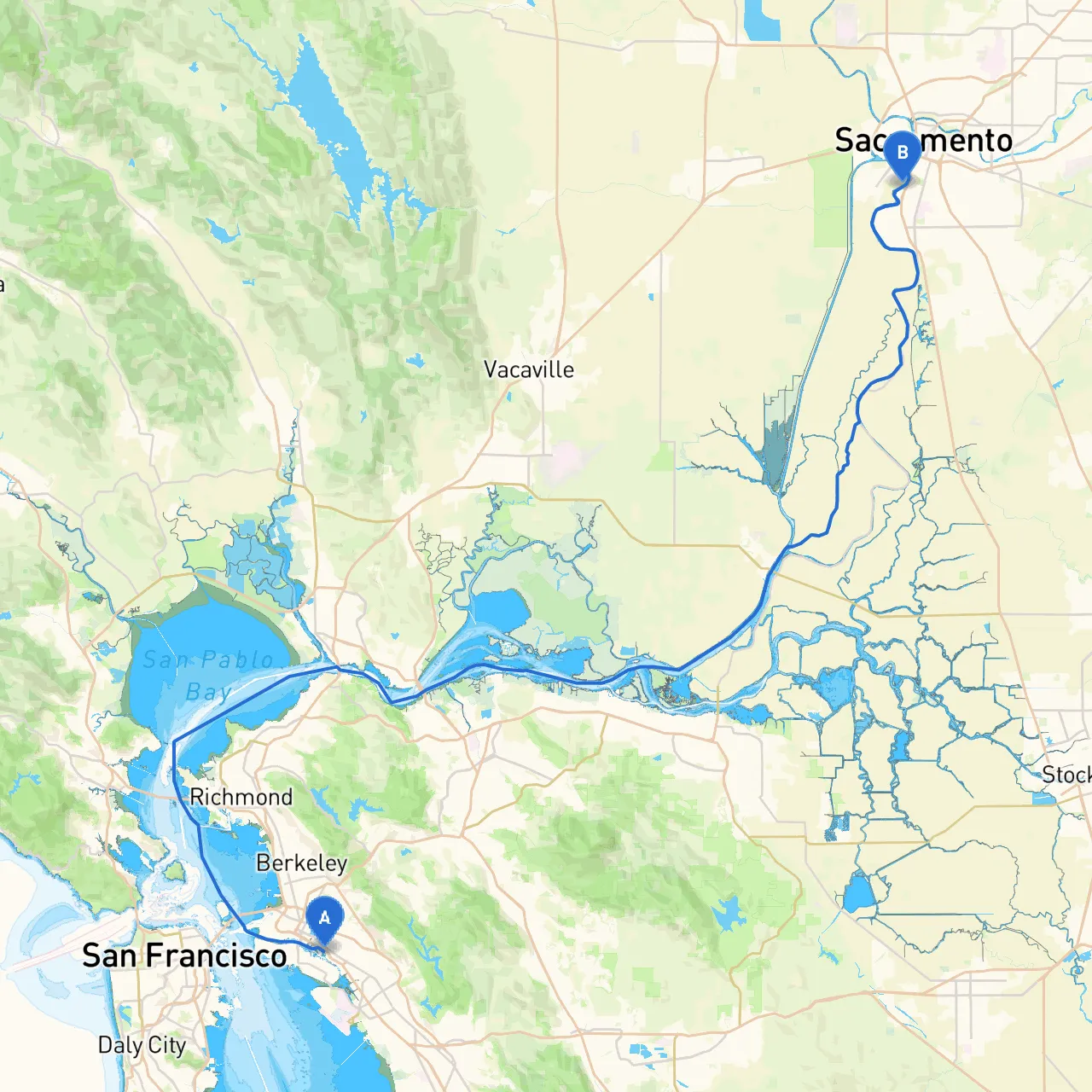 Oakland to West Sacramento