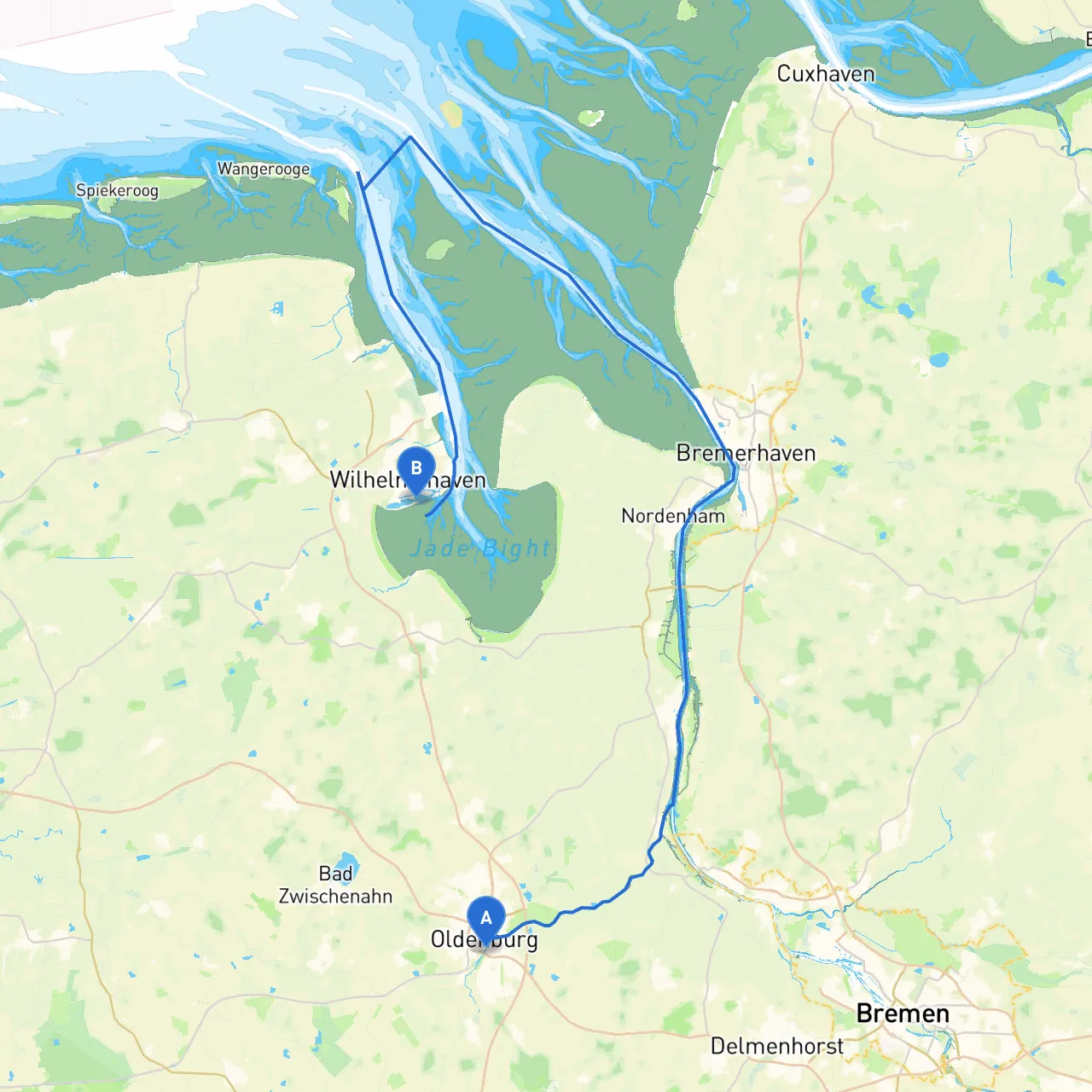 Oldenburg to Wilhelmshaven