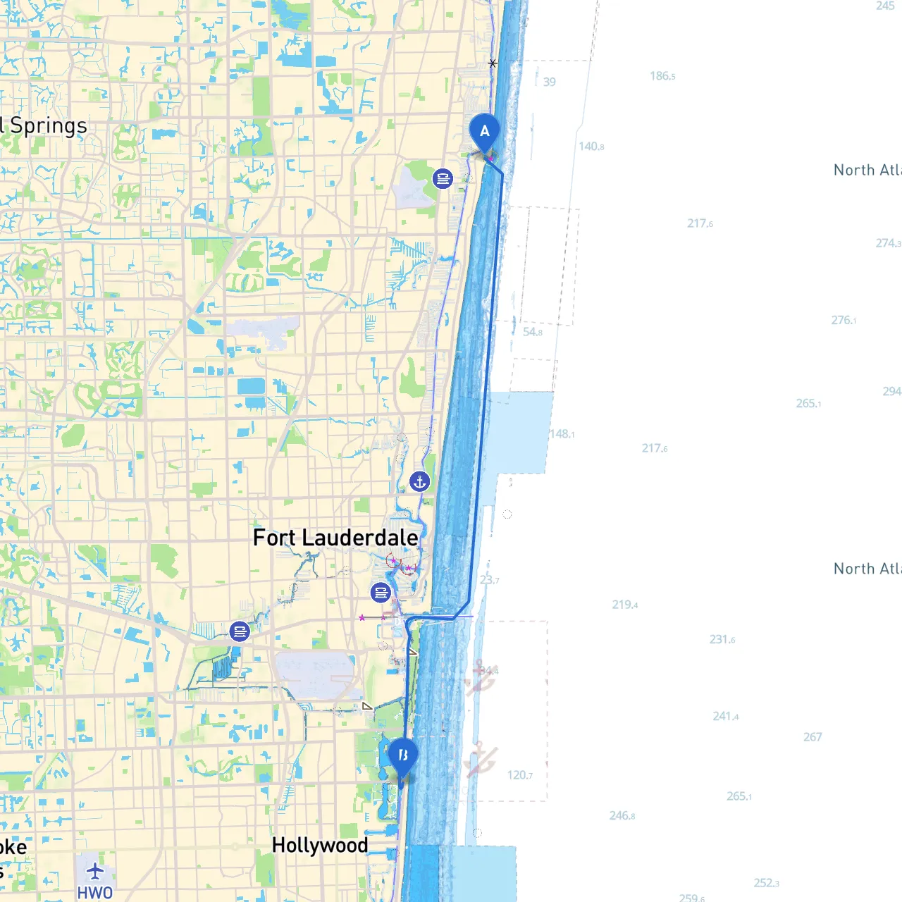 Pompano Beach to Hollywood