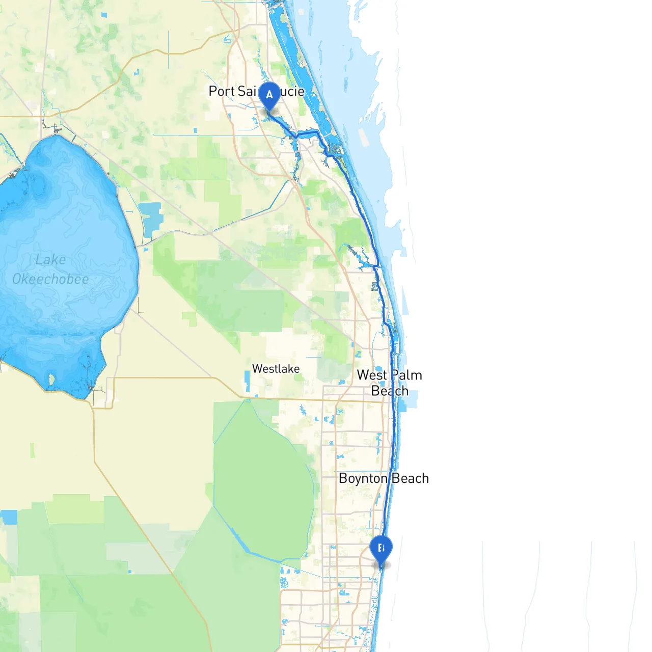 Port Saint Lucie to Boca Raton