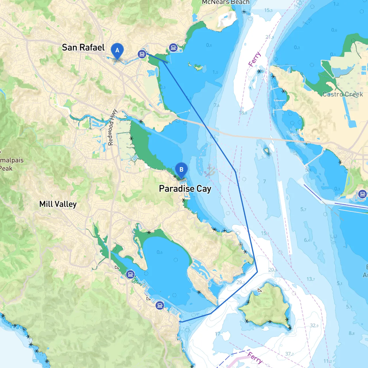 San Rafael to Tiburon