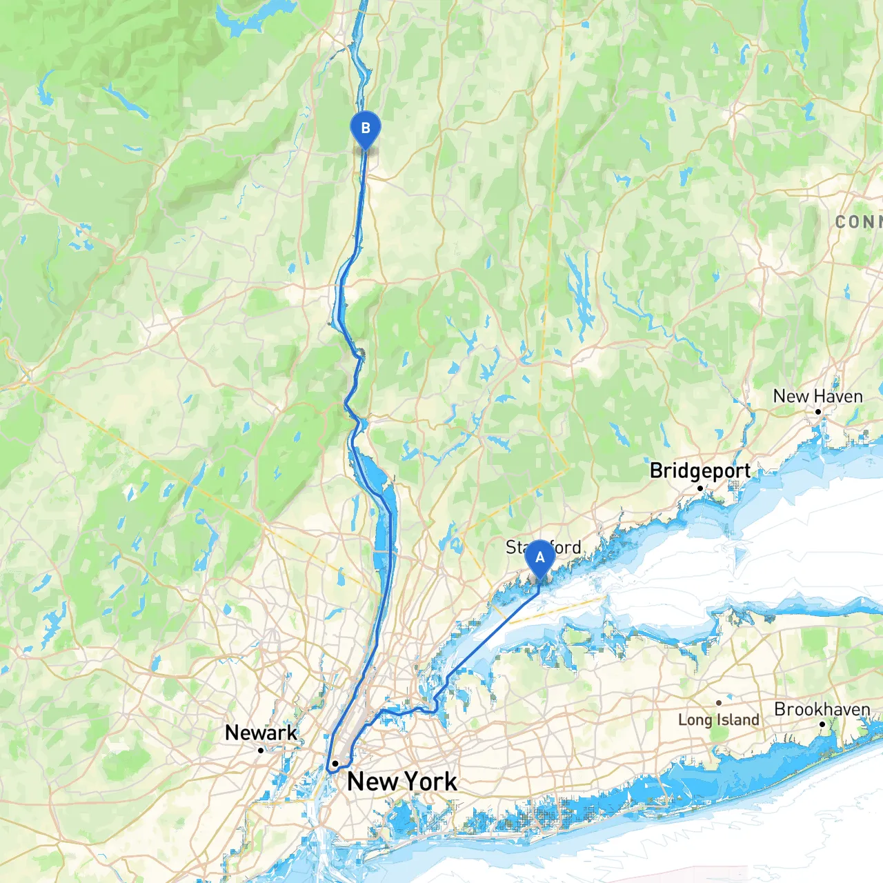 Stamford to Poughkeepsie