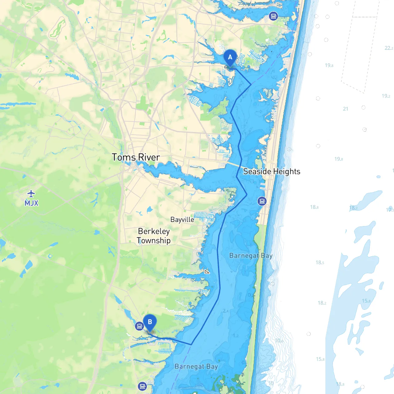 Toms River to Forked River