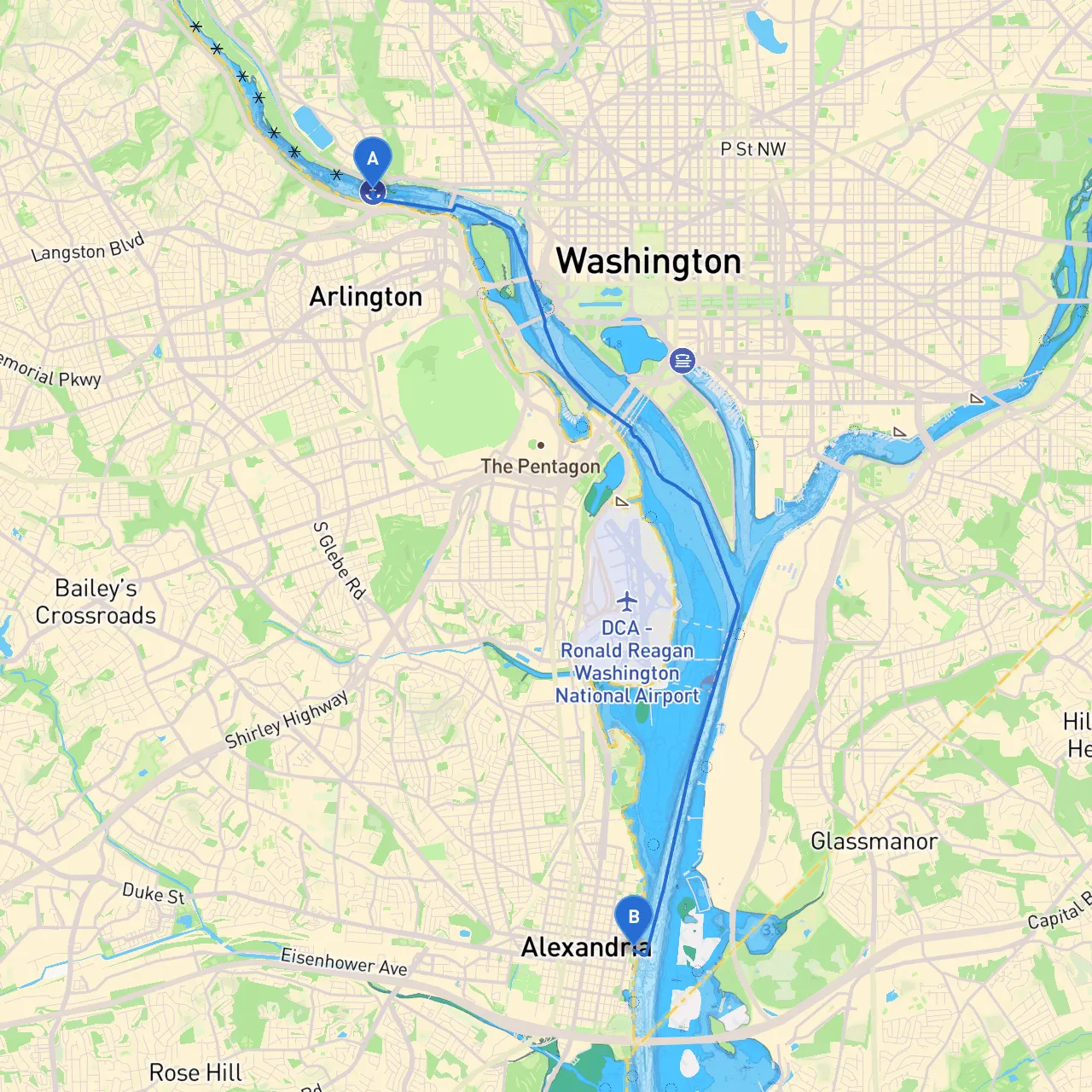 Washington to Alexandria