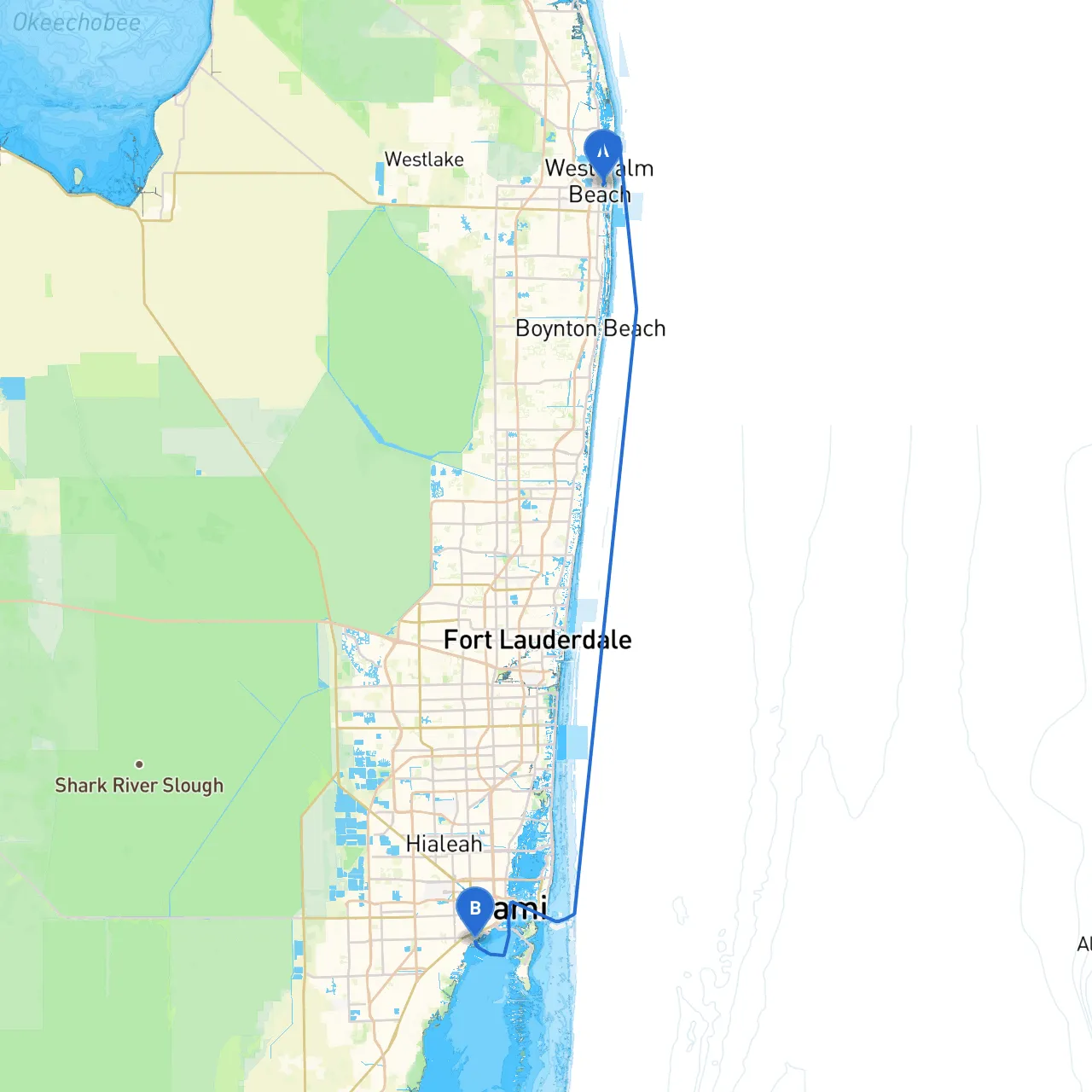 West Palm Beach to Coconut Grove