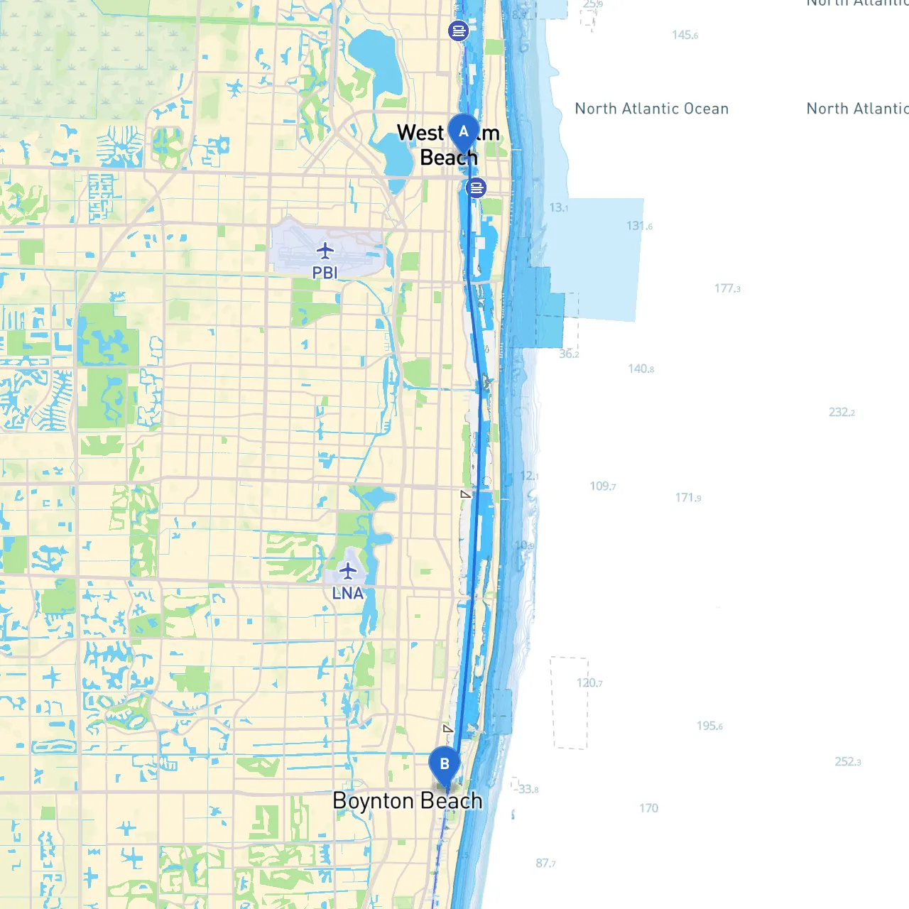 West Palm Beach to Boynton Beach