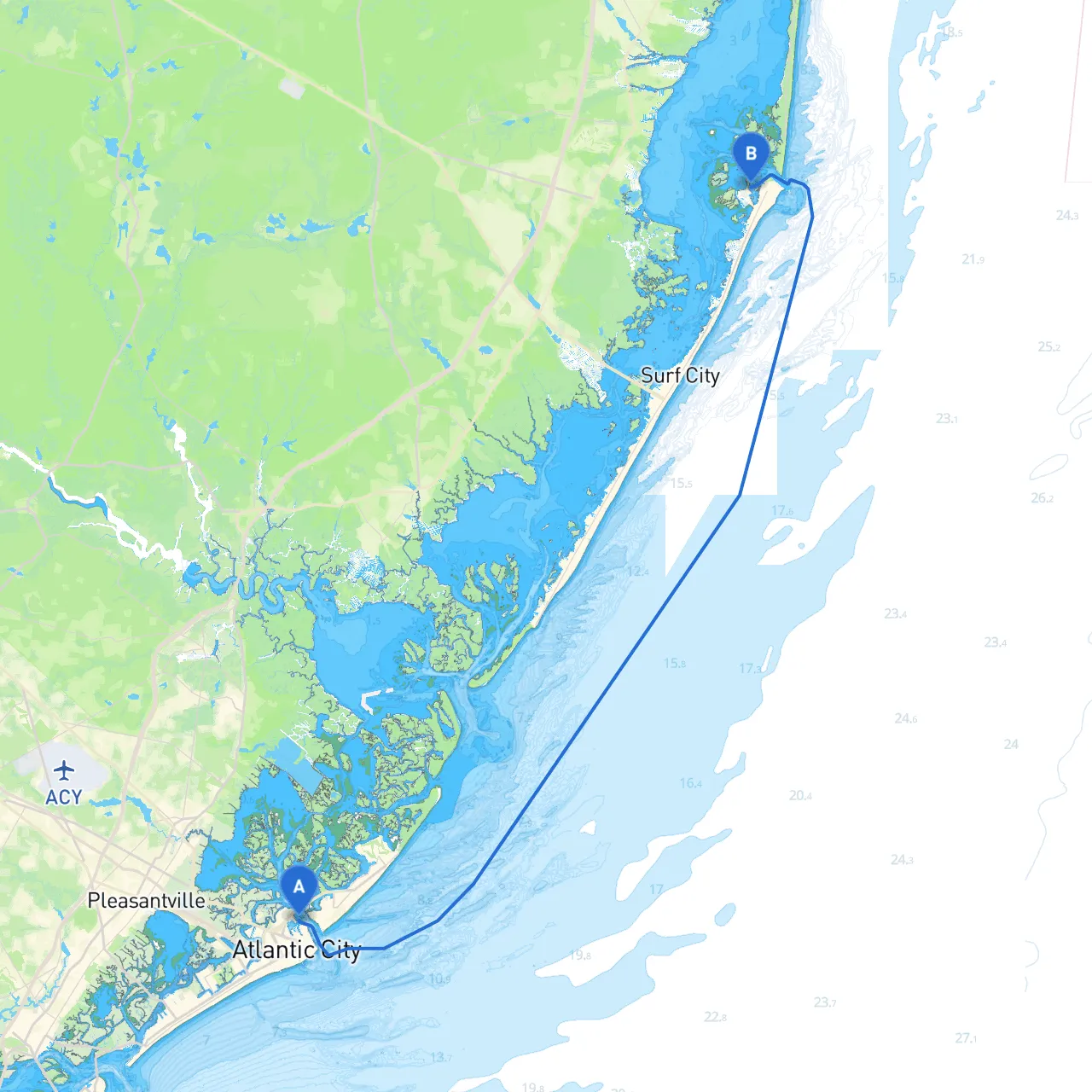 Atlantic City to Long Beach Township