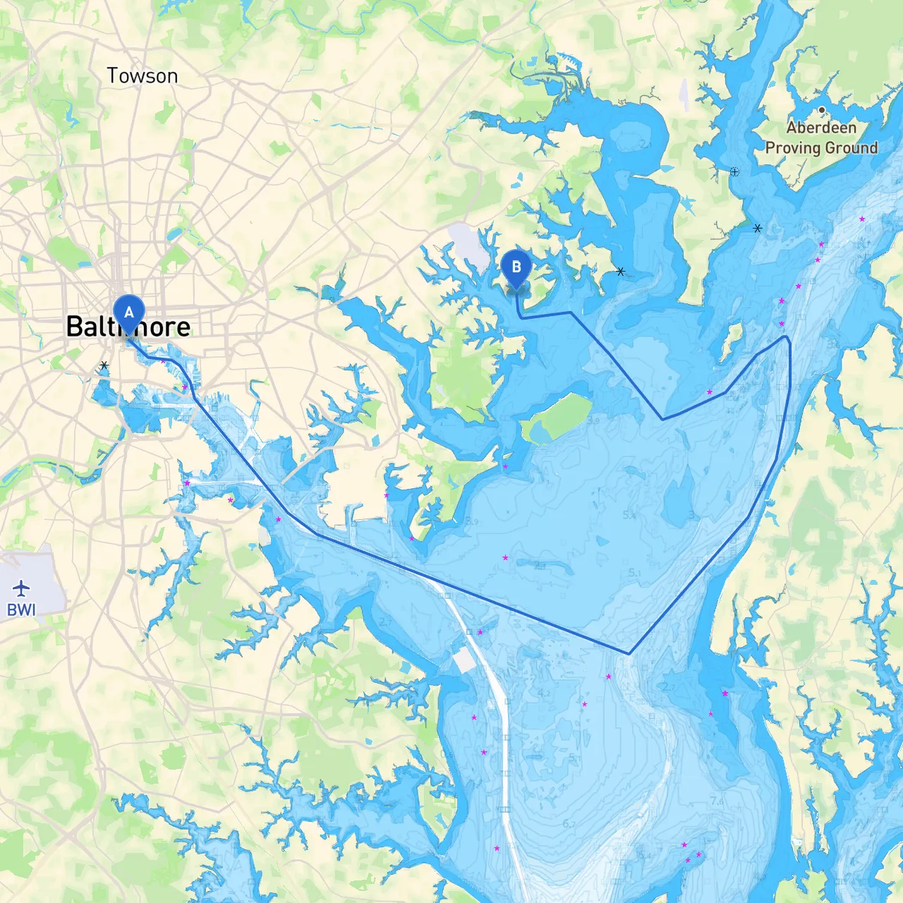 Baltimore to Bowleys Quarters