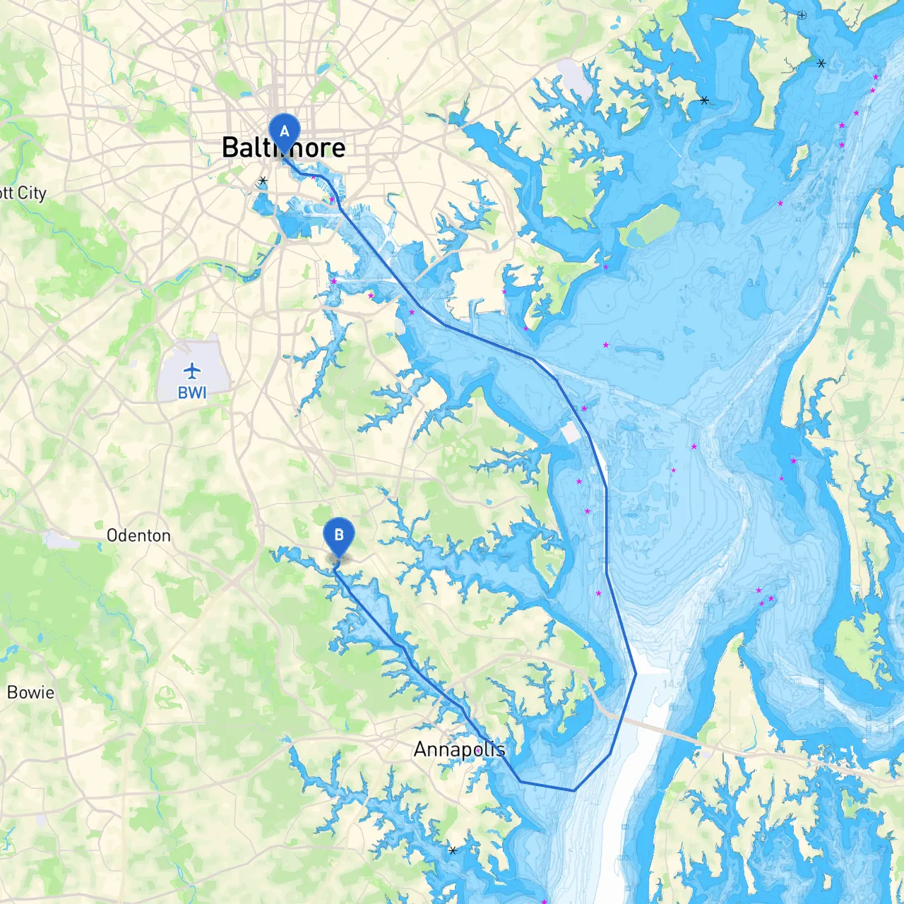 Baltimore to Arden on the Severn