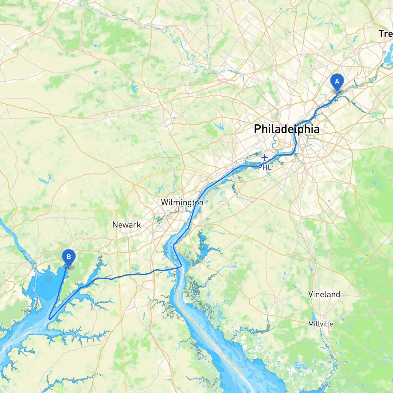 Bensalem Township to North East