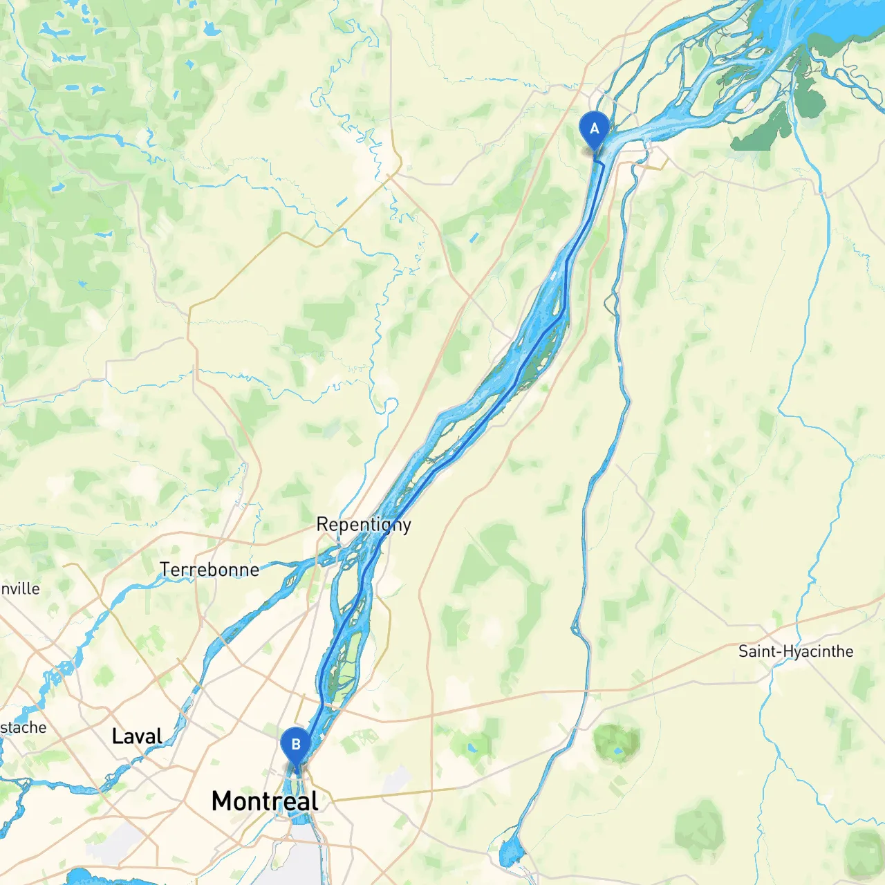 Berthierville to Montréal
