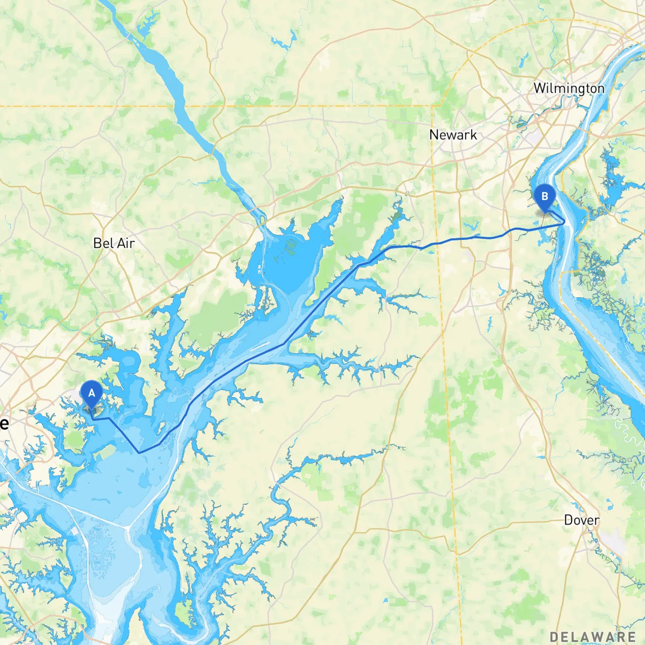 Bowleys Quarters to Delaware City