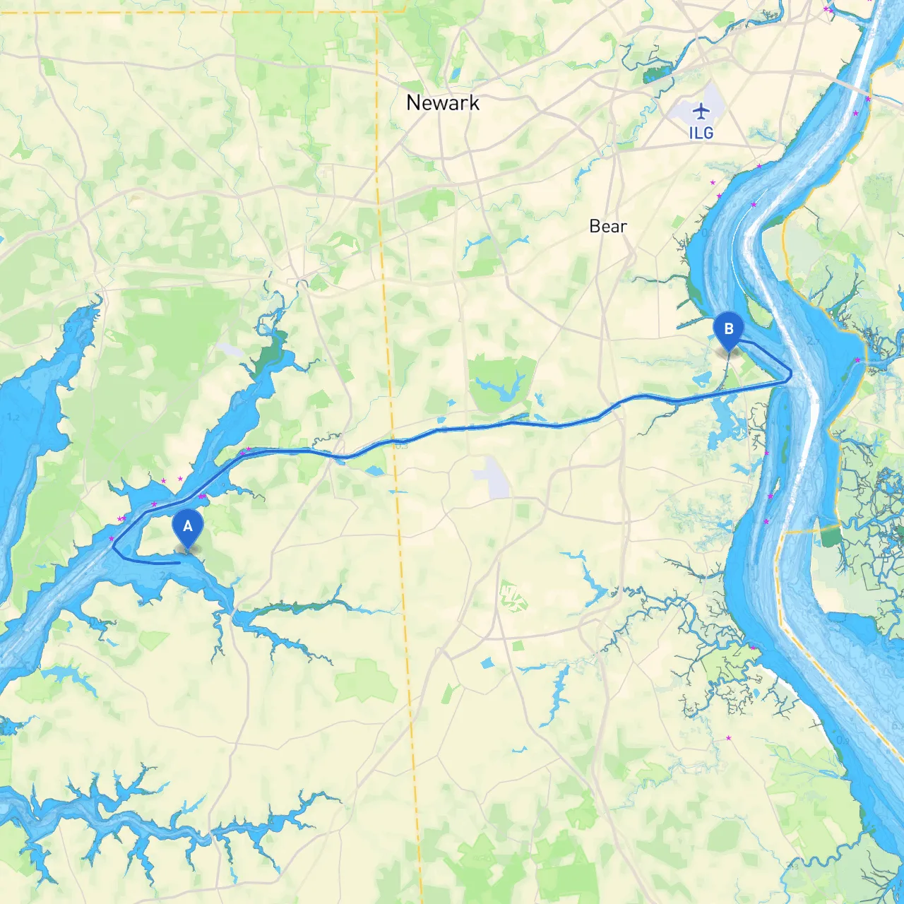 Chesapeake City to Delaware City