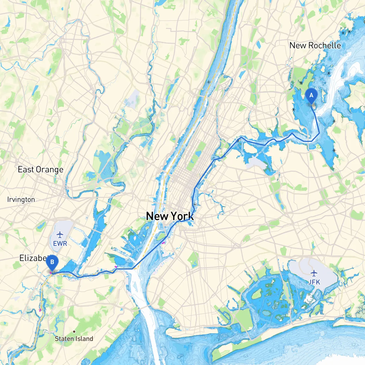 City Island to Elizabeth