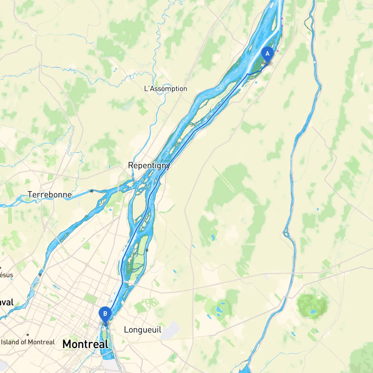 Contrecoeur to Montréal