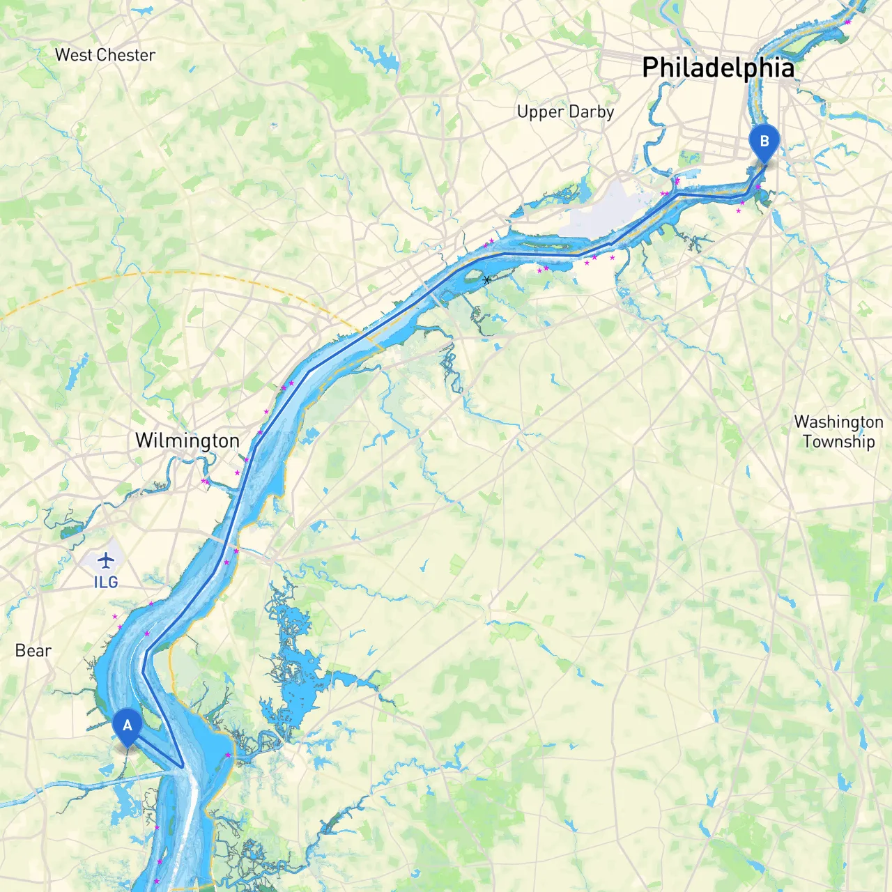 Delaware City to Gloucester City