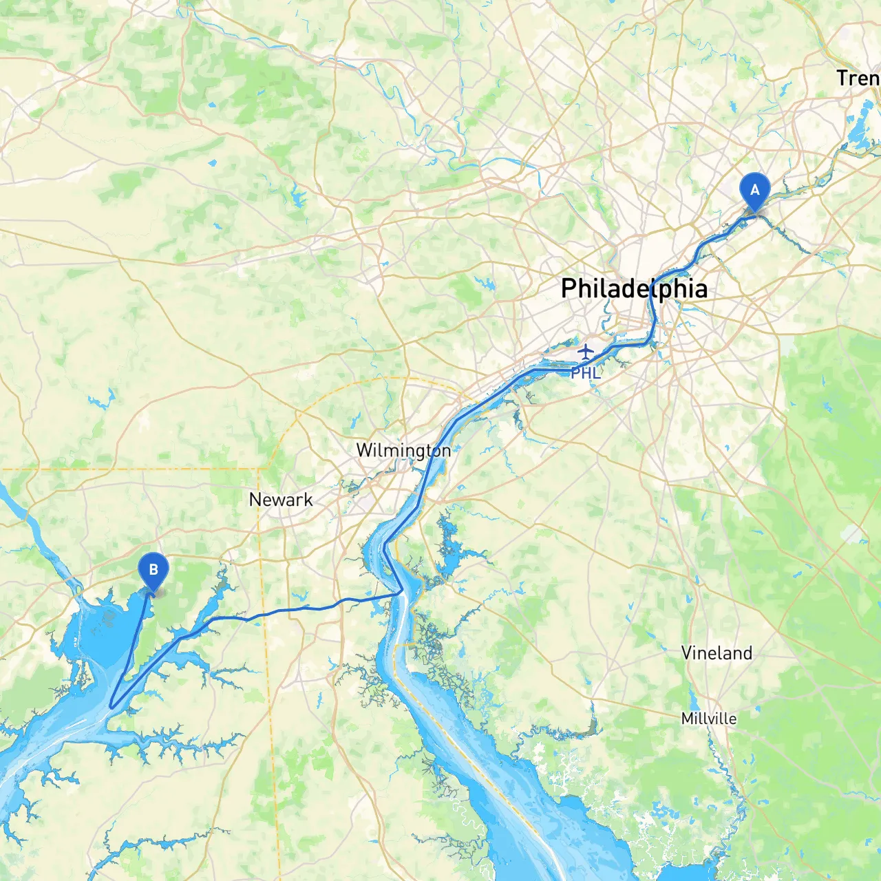 Delanco Township to North East