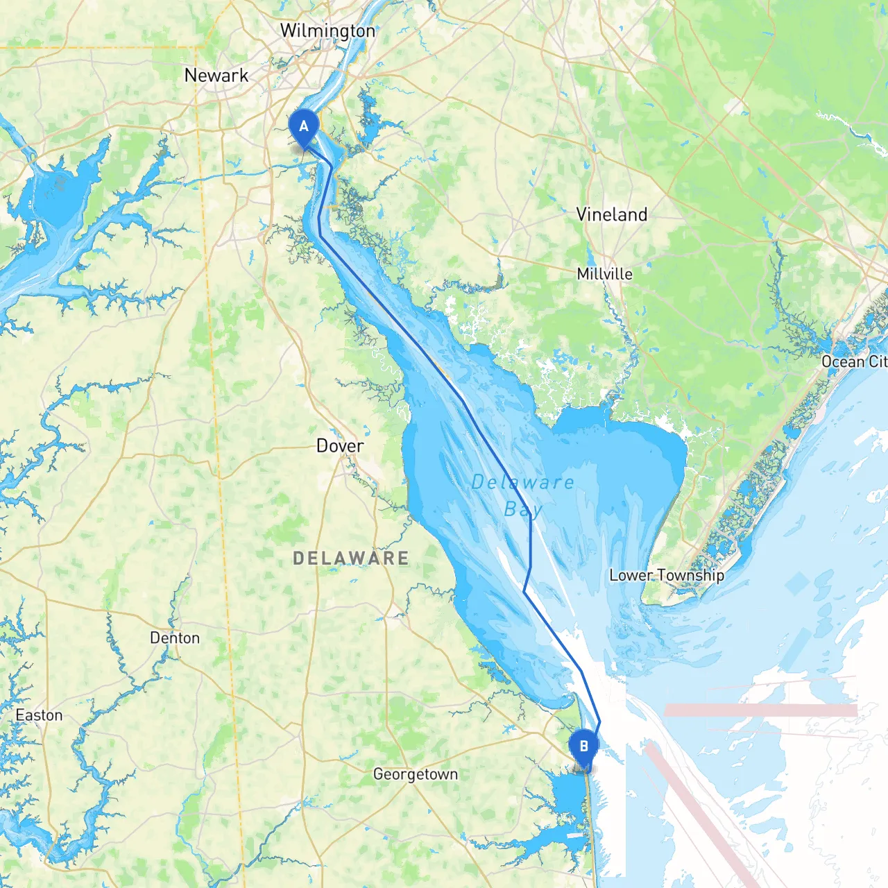 Delaware City to Dewey Beach