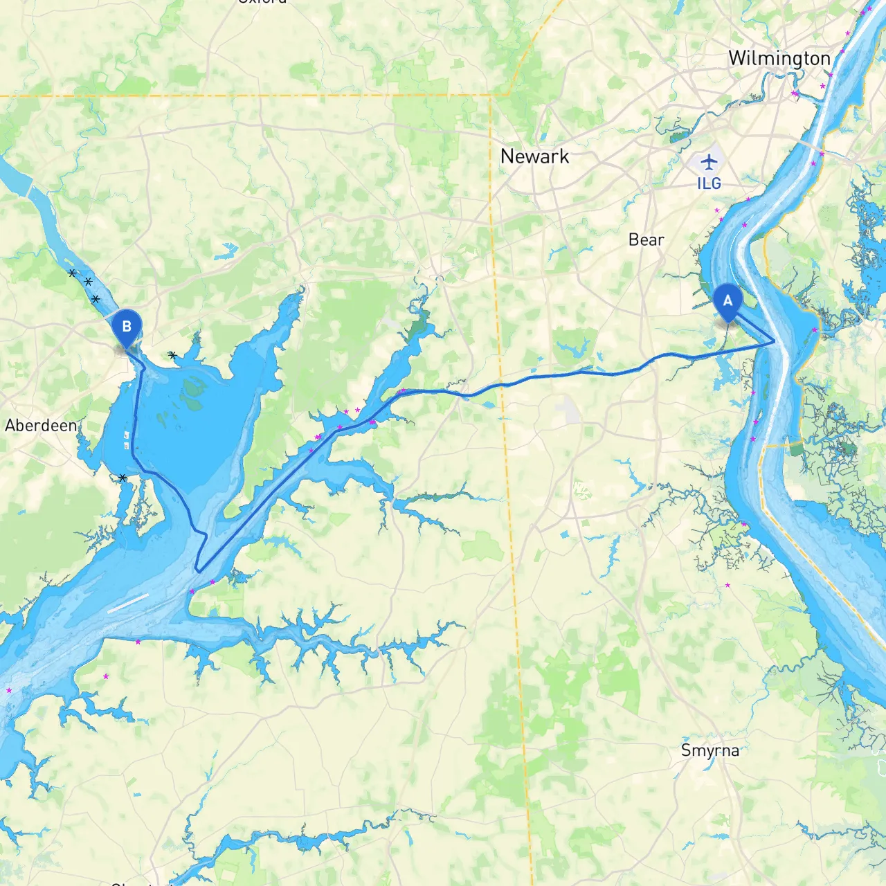 Delaware City to Havre De Grace