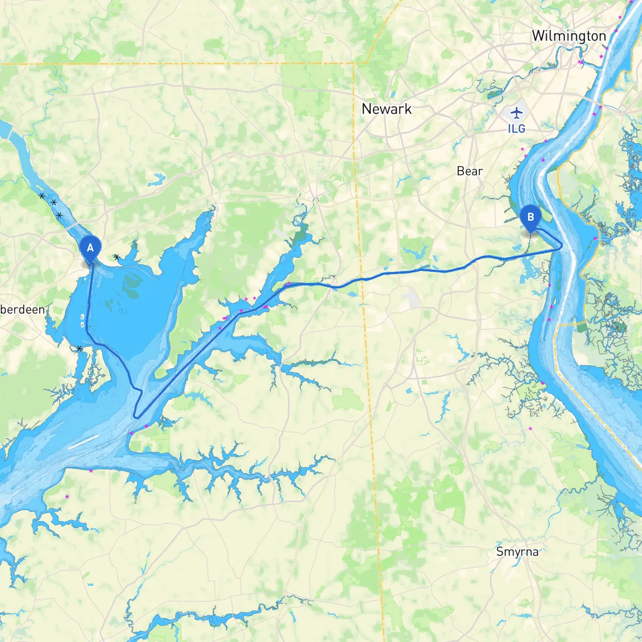 Havre de Grace to Delaware City