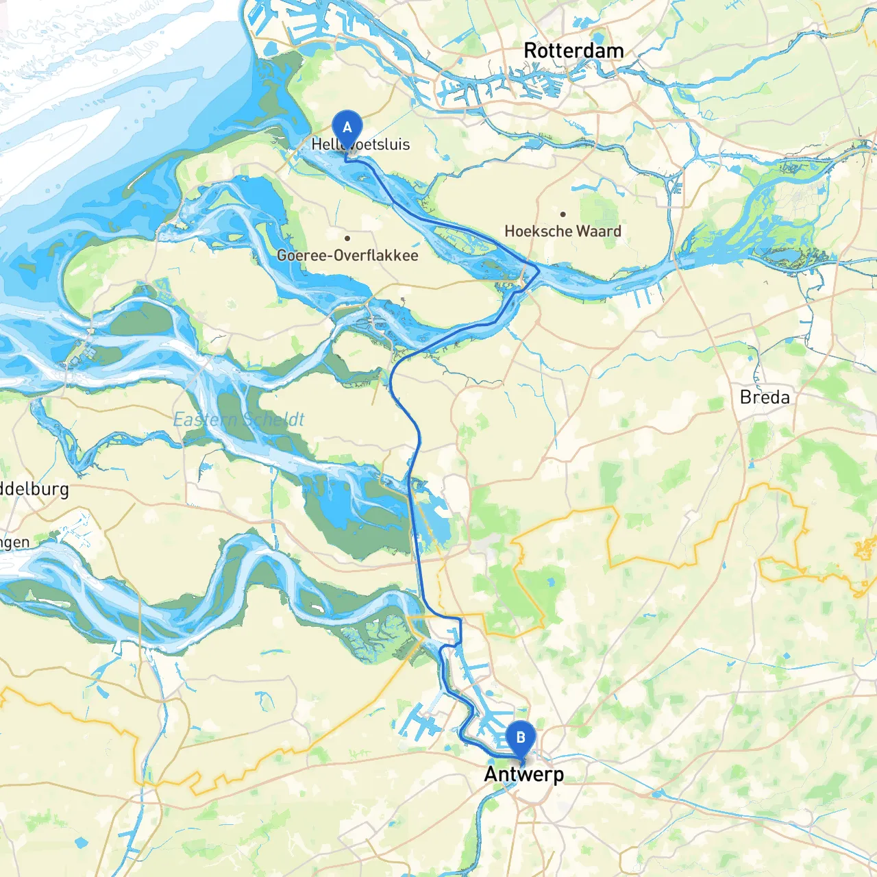 Hellevoetsluis to Antwerpen