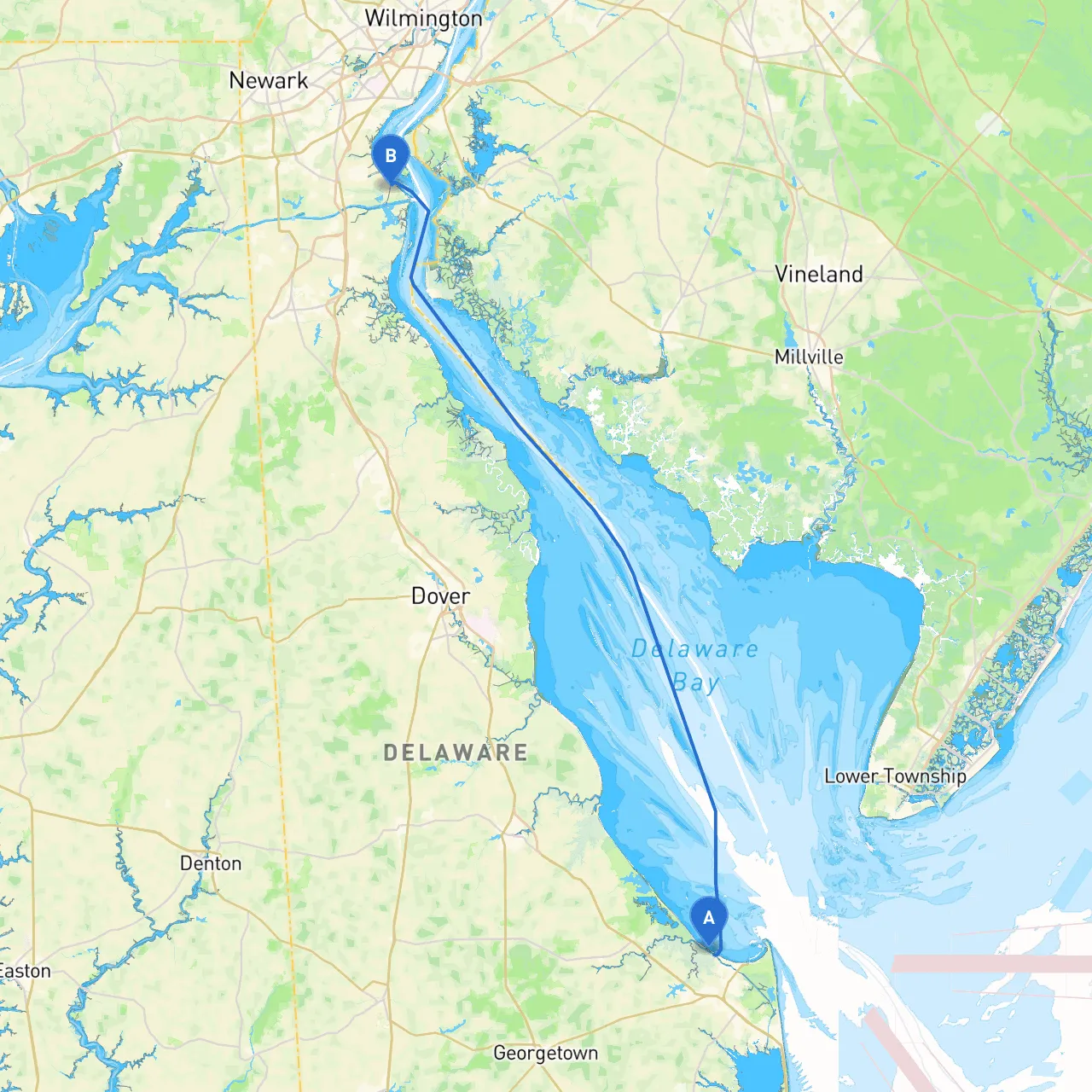 Lewes to Delaware City